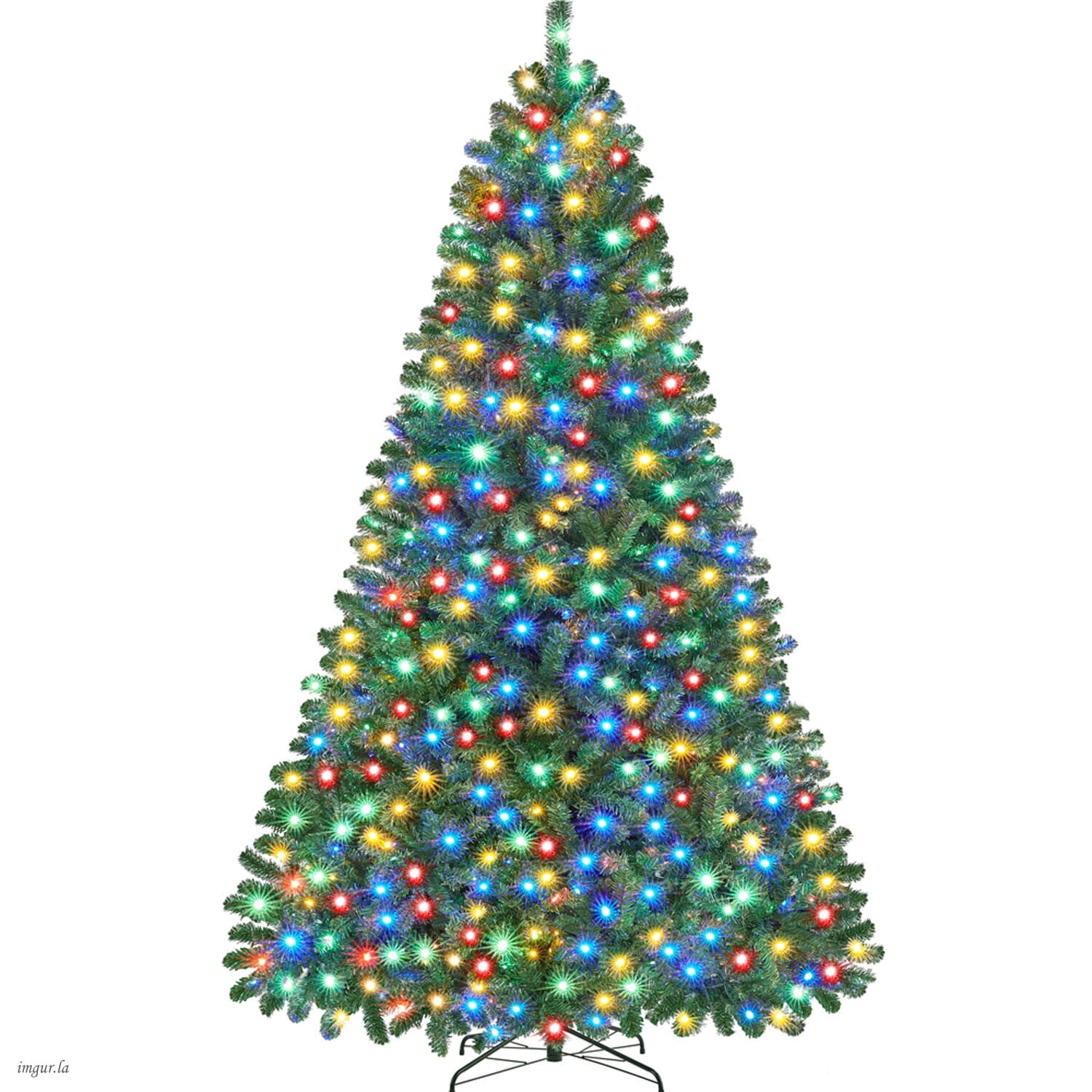 Alden Design 9FT Pre-lit Artificial Christmas Tree with Foldable Stand and Multicolored LED Lights, Green