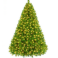 thumbnail image 1 of Alden Design 9Ft Pre-lit Flocked Artificial Christmas Tree with Incandescent Warm White Lights, Pure Green, 1 of 8