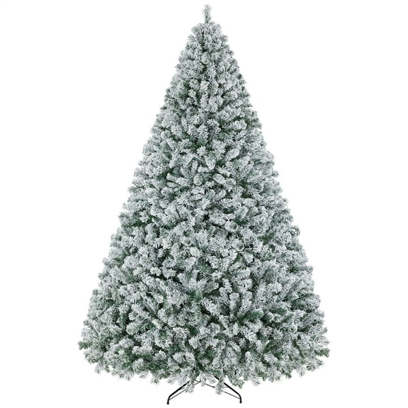 Alden Design 9ft Flocked Artificial Christmas Tree with Foldable Stand, Green
