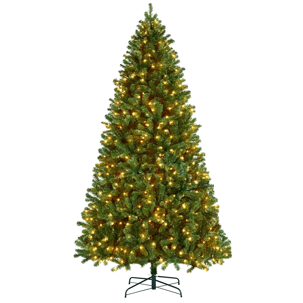 Alden Design 9ft Pre-Lit Christmas Tree with Warm Lights, Green