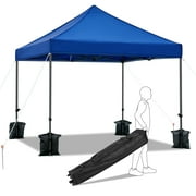 Alden Design Adjustable 10' x 10' Commercial Pop-up Canopy with Wheeled Carry Bag, Blue
