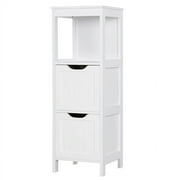 Alden Design Adjustable 3 Tiers Bathroom Cabinet Modern Storage Organizer Heavy Duty Vanity Stylish Floor Cabinet, White