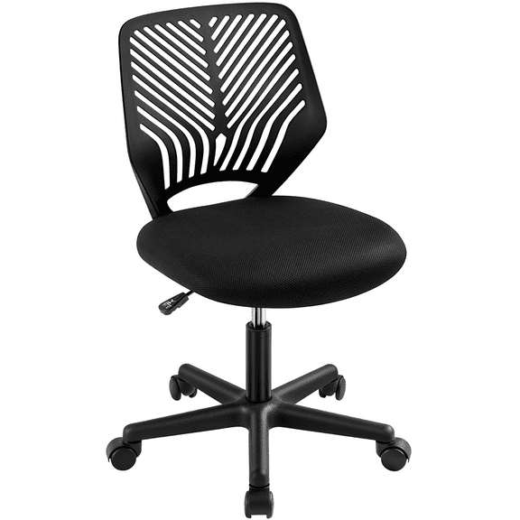 Alden Design Adjustable Armless Mid Back Office Chair, Black