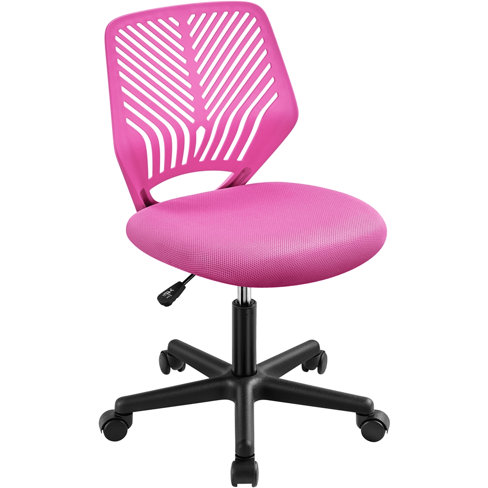 Alden Design Adjustable Armless Mid Back Office Chair, Rose Red