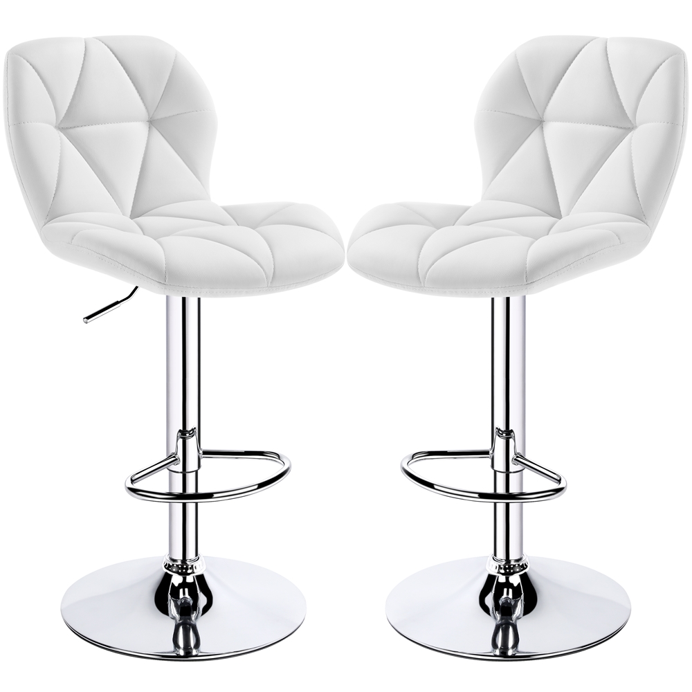 Alden Design Adjustable Counter-Height Faux Leather Modern Barstool, Set of 2, White - image 1 of 8