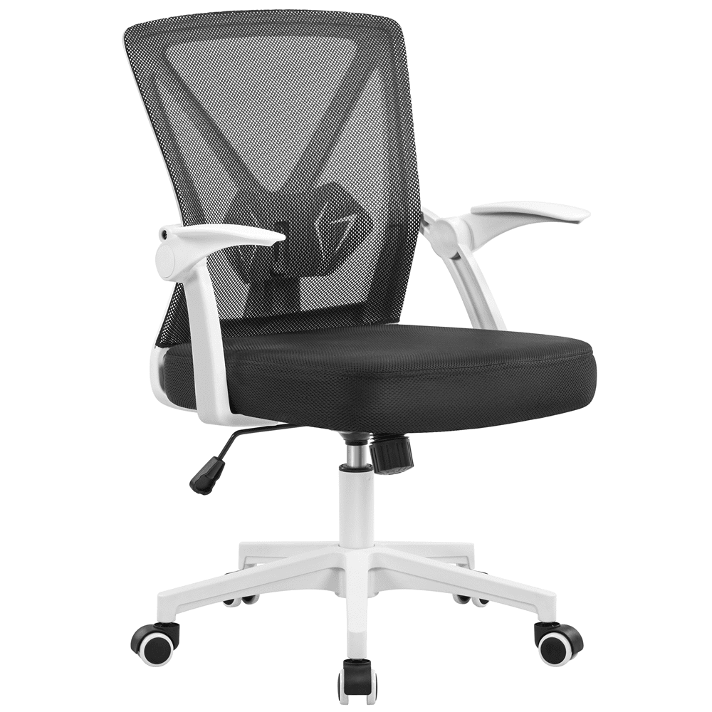 Alden Design Adjustable Ergonomic Mesh Office Chair with 90° Flip-up Armrests for Home Office, White