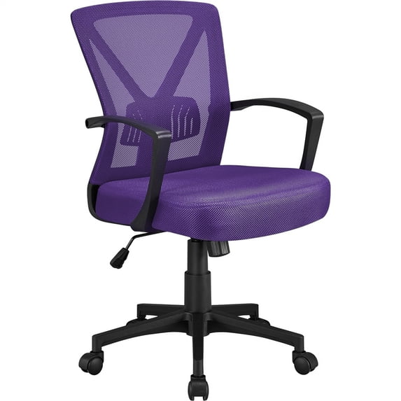 Alden Design Adjustable Mesh Office Chair Mid Back Desk Chair with Wheels, Purple