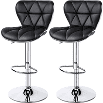 Alden Design Adjustable Mid-back Faux Leather Counter-Height Bar Stool, Set of 2, Black