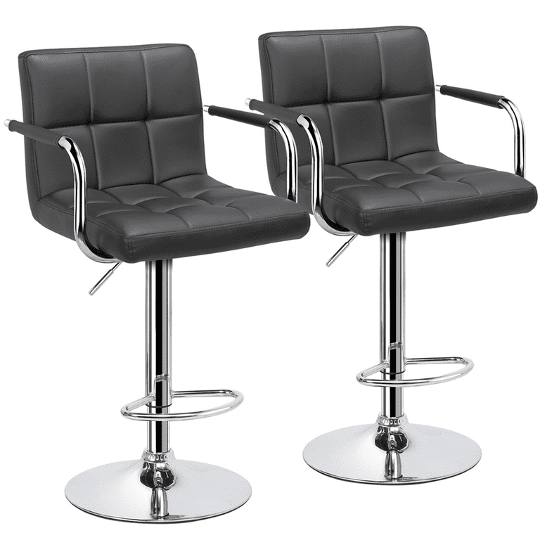 Alden Design Adjustable Modern Faux Leather Bar Stools with Swivel