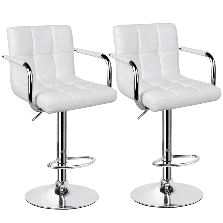 White leather bar stools 2024 with chrome legs