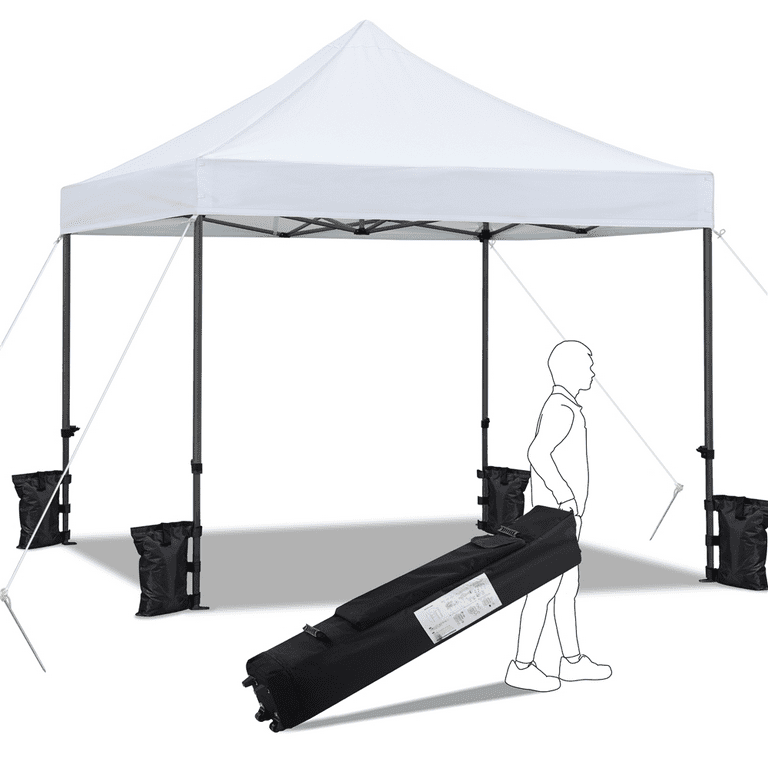 Alden Design Adjustable Pop up Canopy Heavy Duty Waterproof Gazebo Instant Tent with Wheeled Carry Bag Party Garden Wedding Camping Outdoor White Walmart