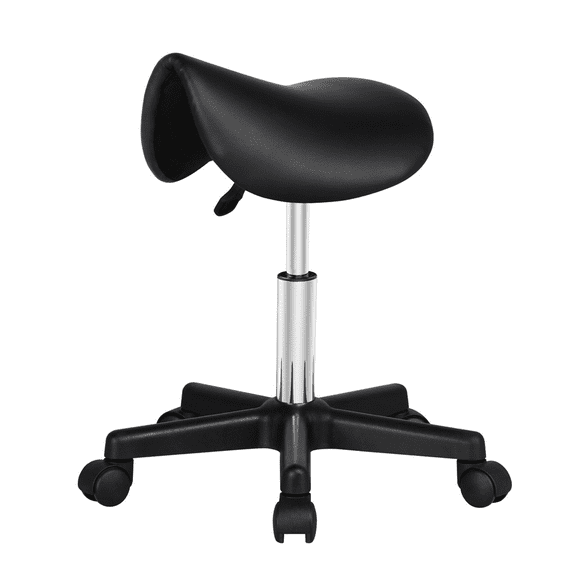 Alden Design Adjustable Rolling Saddle Stool for Massage Tattoo Dental, Black