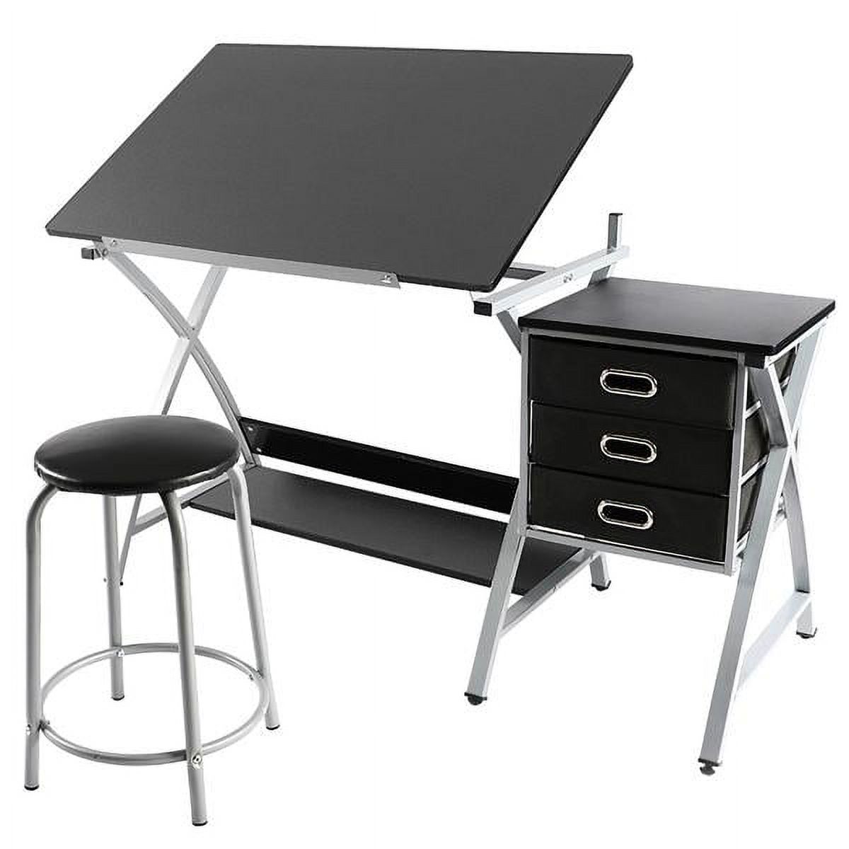 Alden Design Adjustable Steel Drafting Table with Stool, Black - image 1 of 13