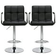 thumbnail image 1 of Alden Design Adjustable Swivel Bar Chair Modern Faux Leather Bar Stools, Set of 2, Black, 1 of 6