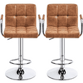 thumbnail image 1 of Alden Design Adjustable Swivel Bar Stools Modern Faux Leather Bar Chair Set of 2, Retro Brown, 1 of 11