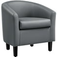thumbnail image 1 of Alden Design Barrel Accent Chair, Gray Faux Leather, 1 of 10