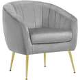 thumbnail image 1 of Alden Design Barrel Accent Chair with Gold Metal Legs for Living Room, Gray, 1 of 8