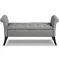thumbnail image 1 of Alden Design Button Tufted Ottoman Storage Bench with Rolled Arms, Light Gray Fabric, 1 of 7