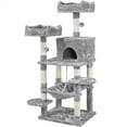 thumbnail image 1 of Alden Design Cat Tree with Condo and Scratching Post Tower, Light Gray, 59", 1 of 14
