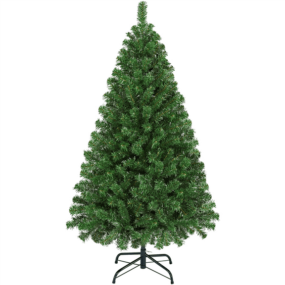 Alden Design Clear Prelit Incandescent Green Hinged Spruce Artificial Christmas Tree, 4.5'