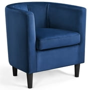 Alden Design Contemporary Barrel Accent Arm Chair, Blue Velvet