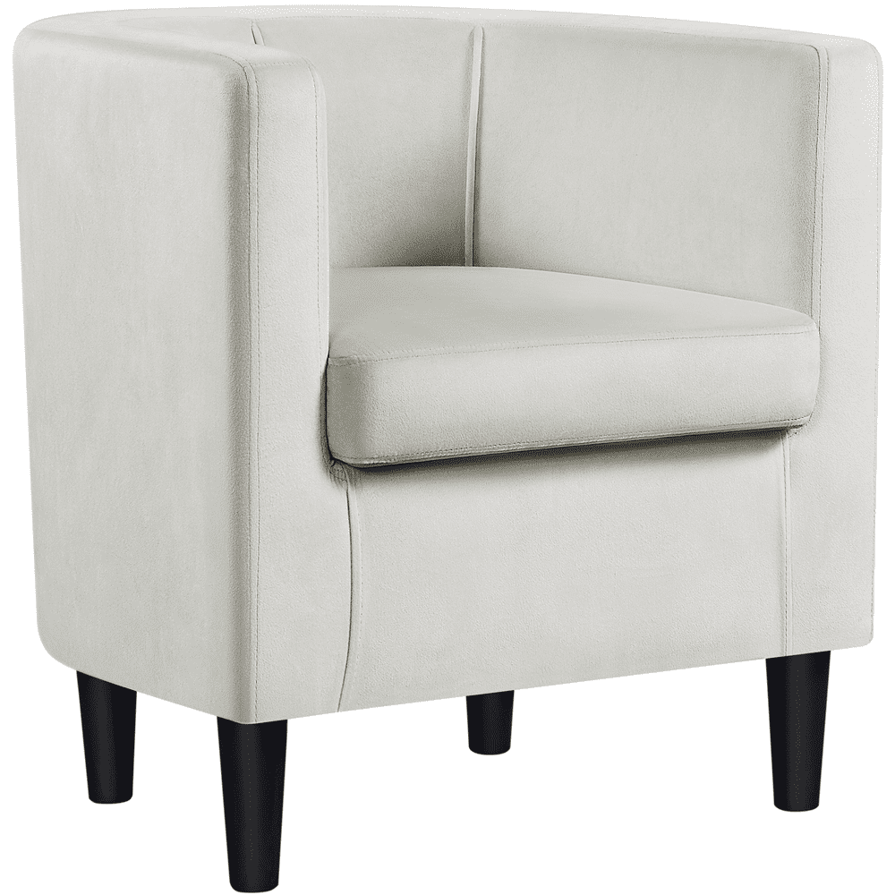 Alden Design Contemporary Barrel Accent Chair, Beige Velvet