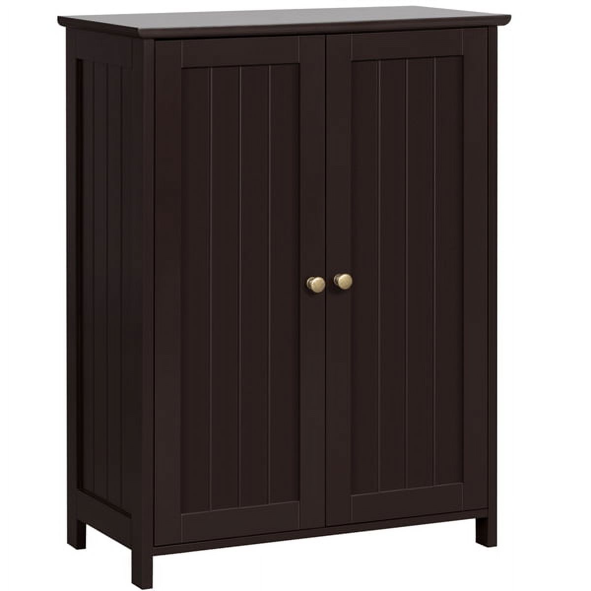 Gymax White Wooden 2 Door Bathroom Storage Cupboard 2 Shelves