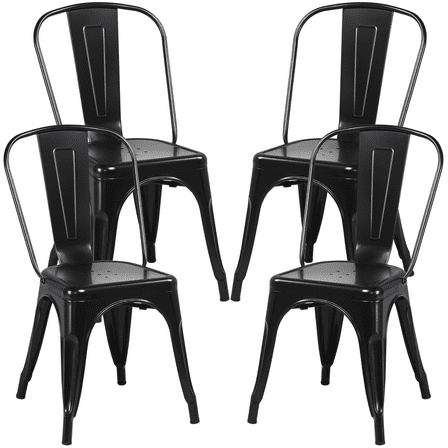 Alden Design Dining Chair, Set of 4, Black