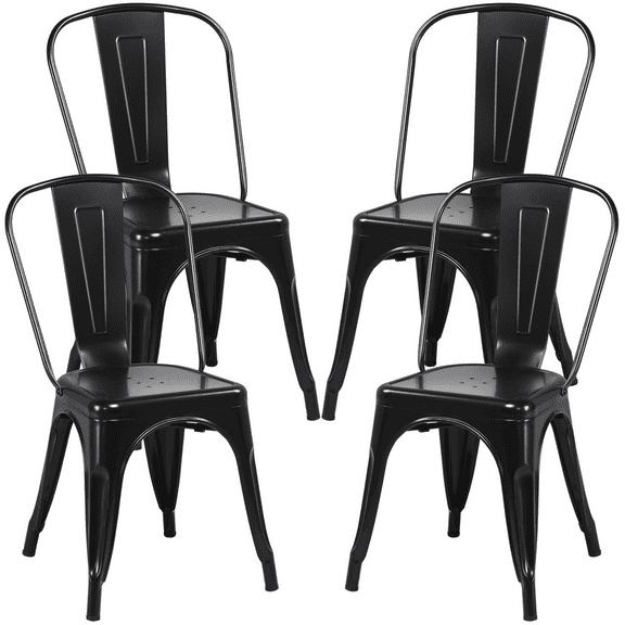 Alden Design Dining Chair, Set of 4, Black