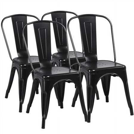 Alden Design Dining Chair, Set of 4, Black