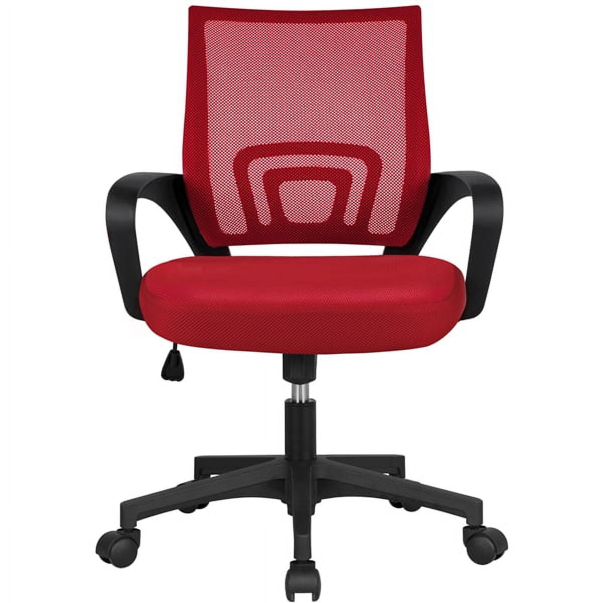 Alden Design Ergonomic Adjustable Mid Back Mesh Swivel Office Chair with Armrests, Red