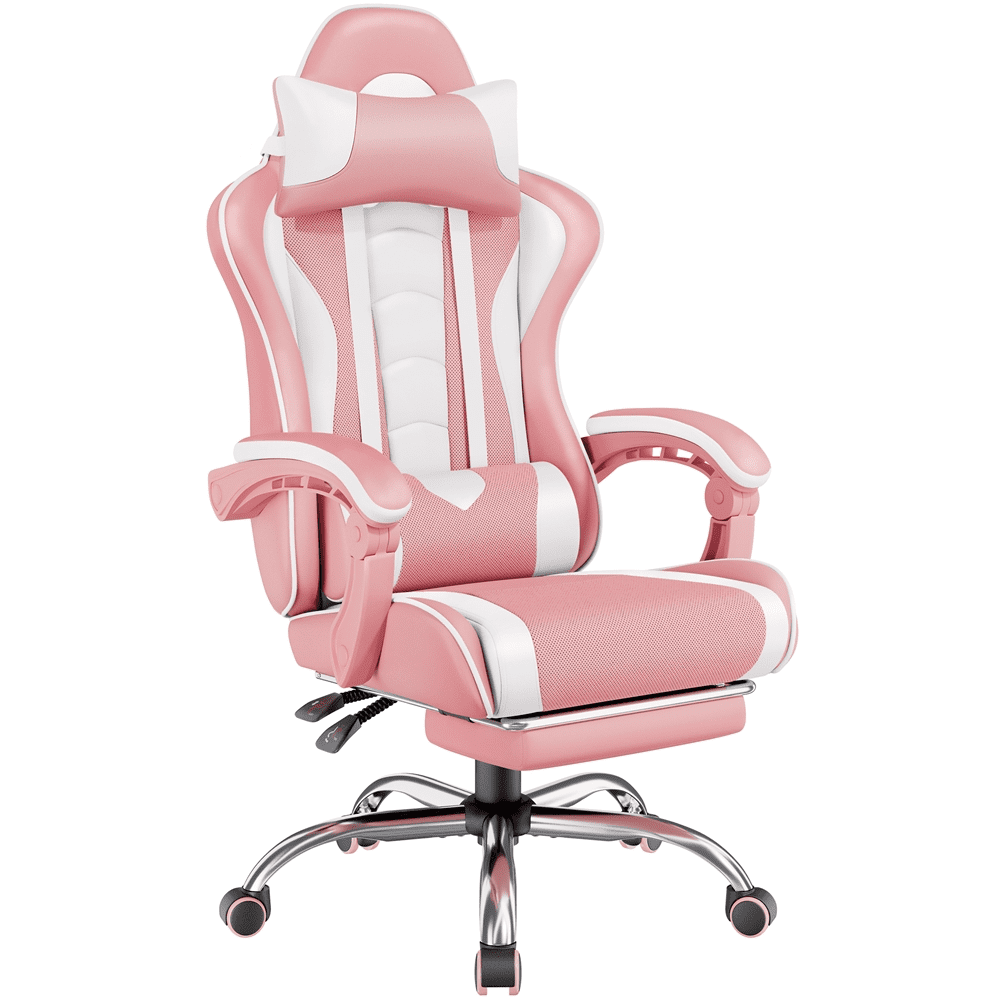 fua accessery door（M）サーモンピンク Alden Design Ergonomic Gaming Chair with Slide Out Footrest