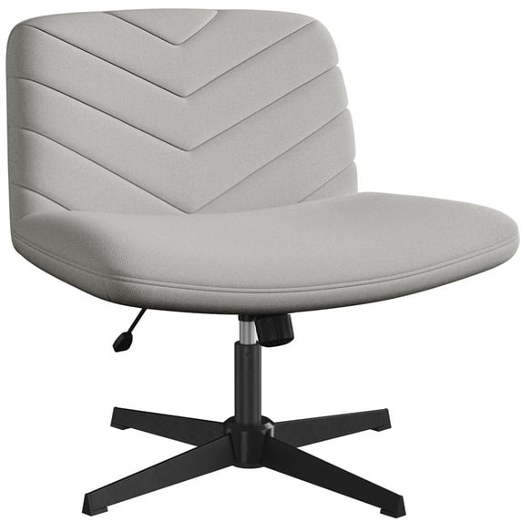 Alden Design Fabric Swivel Desk Chair with No Arms, Light Gray