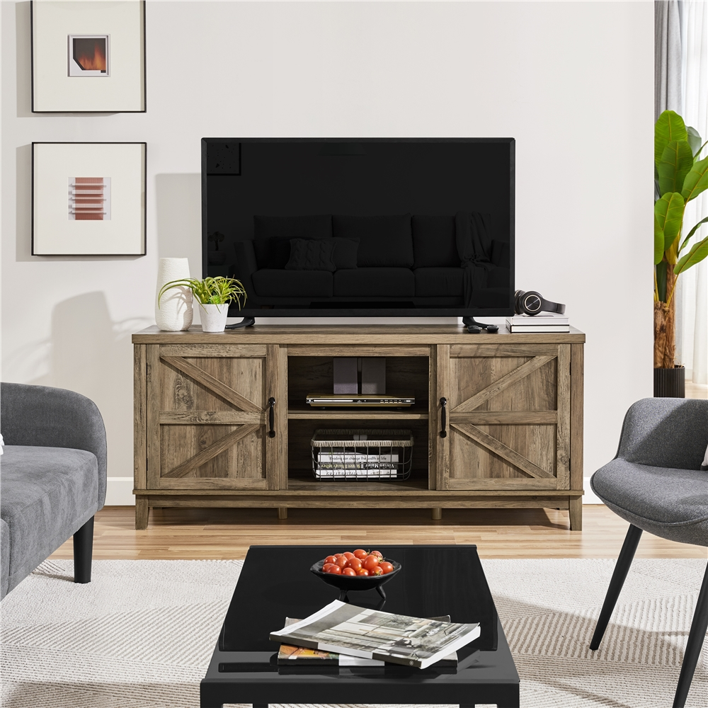 River Street Designs Yuma Riveted 4Door Rustic Oak TV Stand