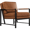 thumbnail image 1 of Alden Design Faux Leather Modern Accent Chair with Metal Frame for Livingroom, Light Brown, 1 of 9