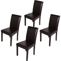 Alden Design Faux Leather Padded Dining Chairs High Back for Home Restaurants, Brown