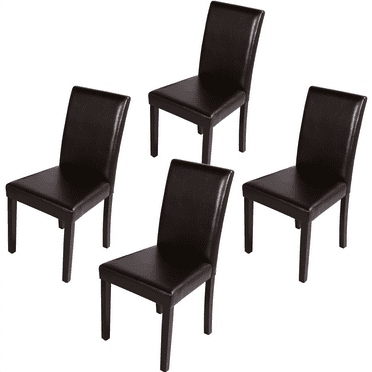 Alden Design Faux Leather Padded Dining Chairs High Back for Home Restaurants, Brown