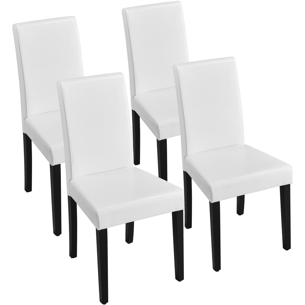 Alden Design Faux Leather Padded Dining Chairs High Back for Home Restaurants, White