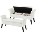 thumbnail image 1 of Alden Design Faux Leather Upholstered Storage Bench with Rolled Armrests, White, 1 of 6