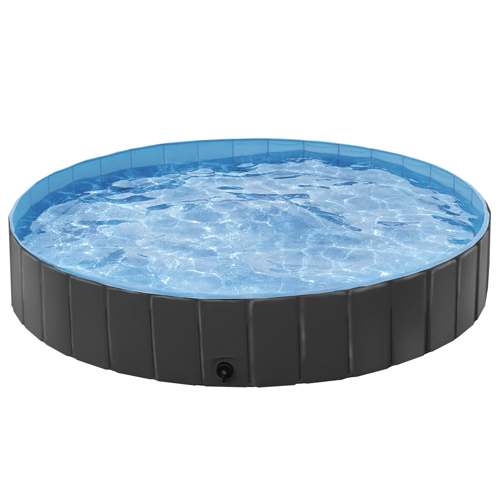 Alden Design 63" Foldable Indoor/Outdoor Pet Swimming Pool, Bath Tub, Wading Pool for Dogs and Cat, Black