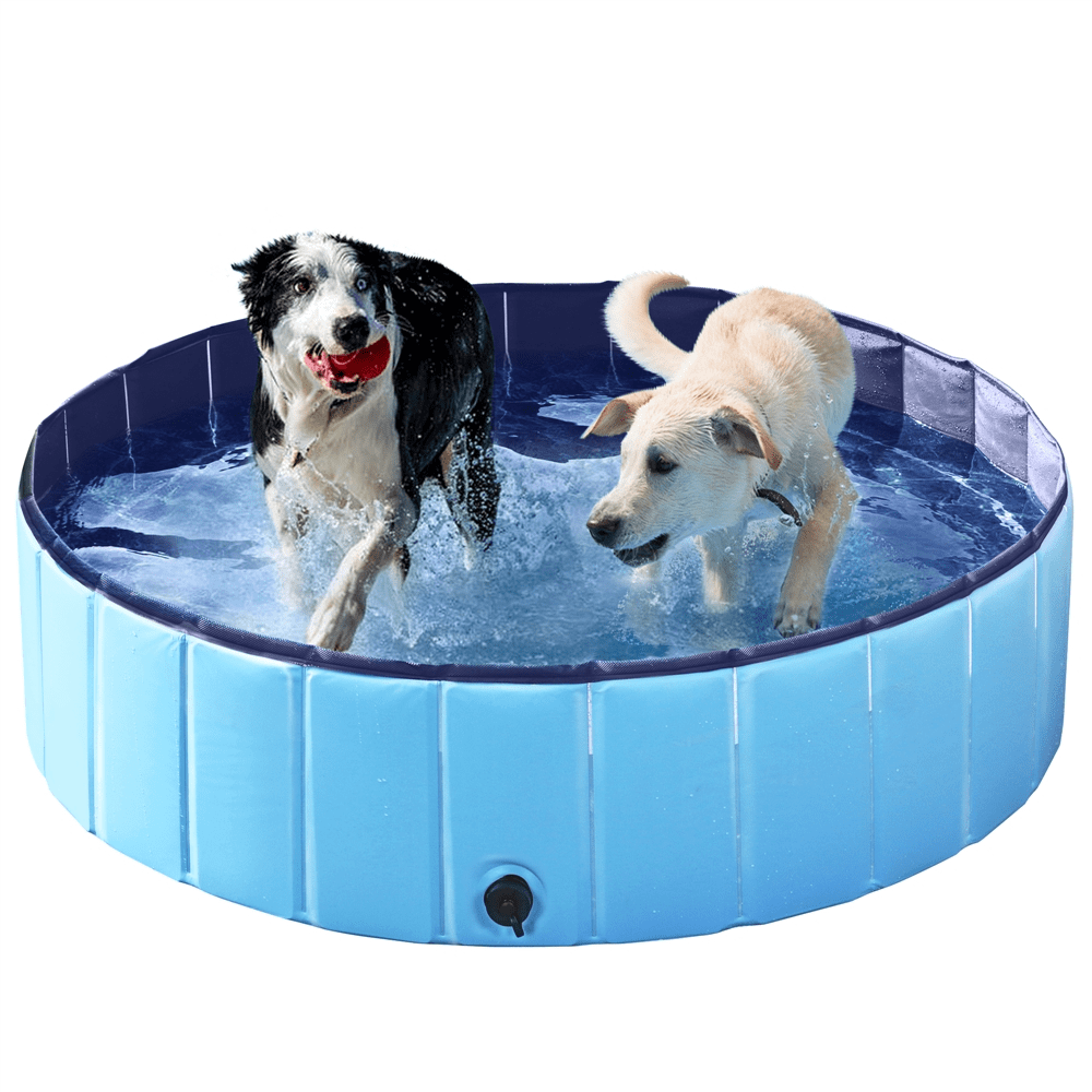 Alden Design Foldable Indoor/Outdoor Pet Swimming Pool, Bath Tub, Wading Pool for Dogs and Cats, Blue, Large, 47.2"
