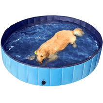Alden Design Foldable Indoor/Outdoor Pet Swimming Pool, Bath Tub, Wading Pool for Dogs and Cats, Blue, XX-Large, 63"