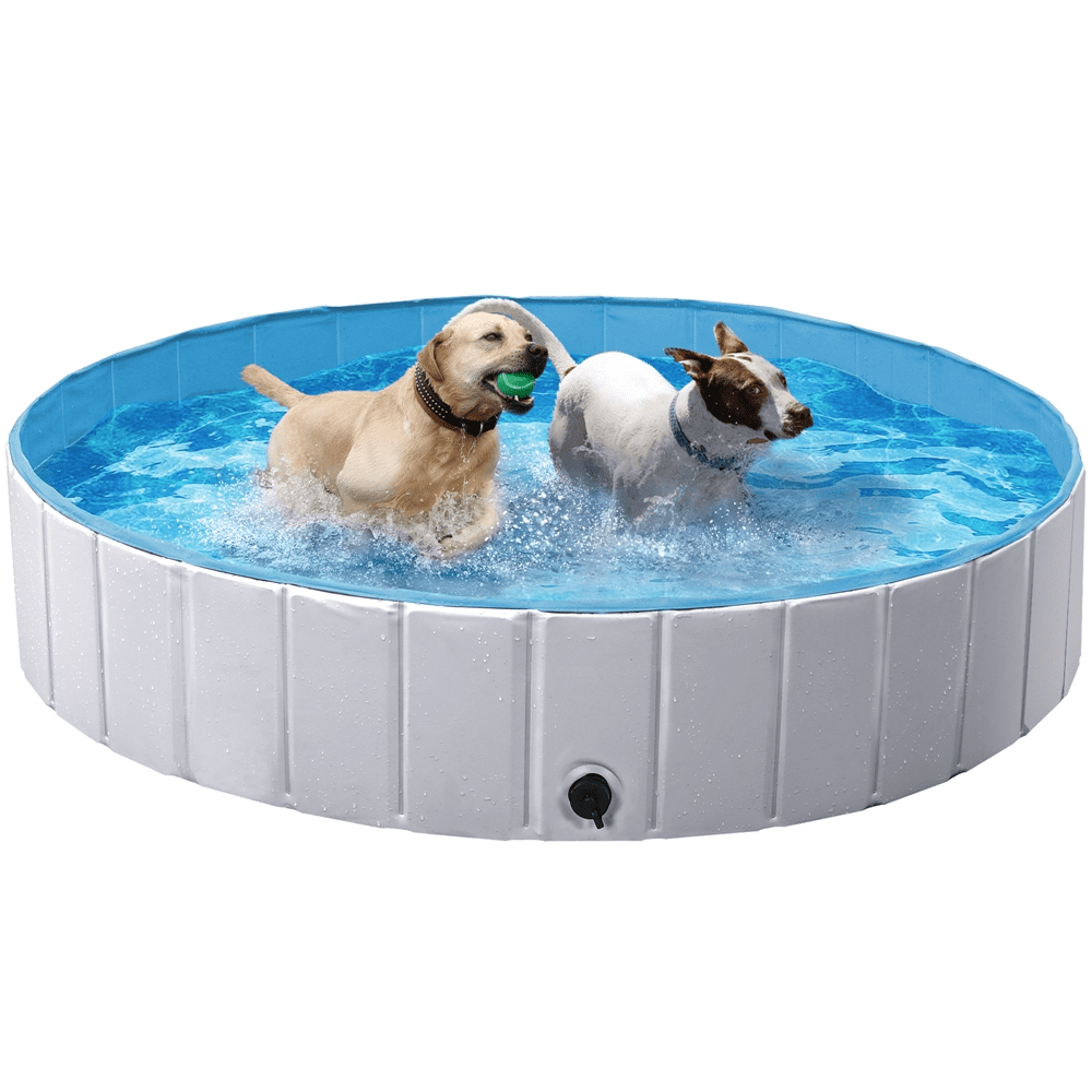 Alden Design Foldable Indoor/Outdoor Pet Swimming Pool Bath Tub, X-Large Gray, 55.1 inch