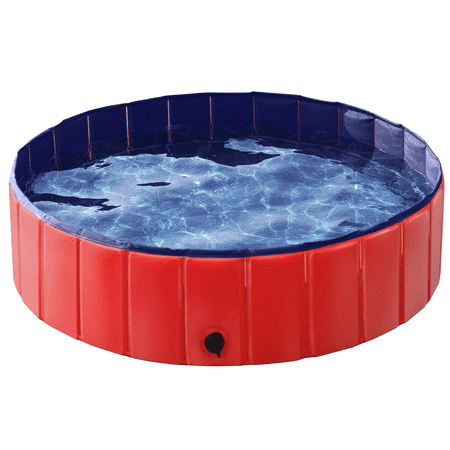 Alden Design Foldable Indoor/Outdoor Pet Swimming Pool, Bath Tub, Wading Pool for Dogs and Cats, Red, Large, 47.2"