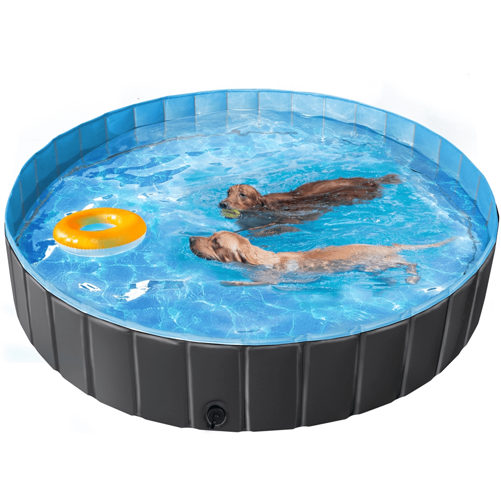 Alden Design Foldable Pet Pool for Garden Yard, 4XL, Black