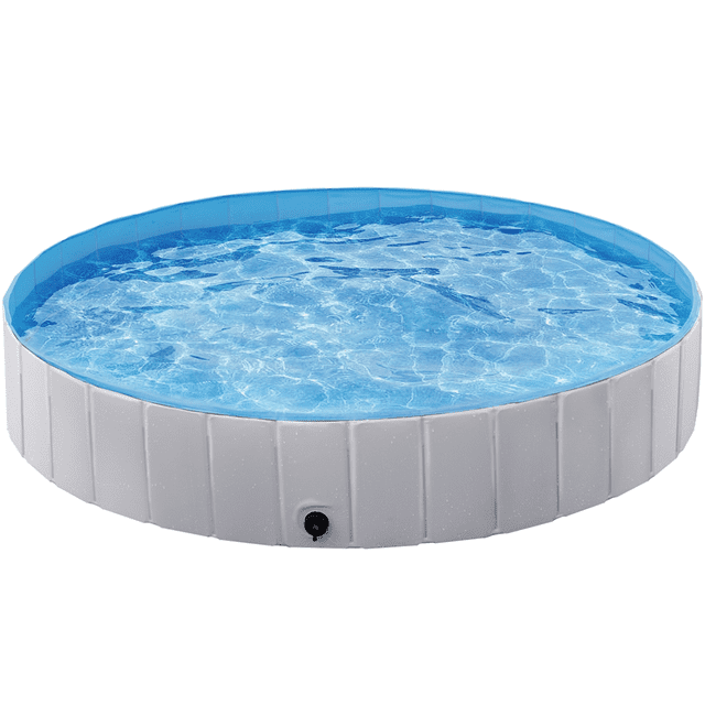 Alden Design Foldable Pet Swimming Pool Wash Tub for Cats and Dogs, Gray, XX-Large, 63"