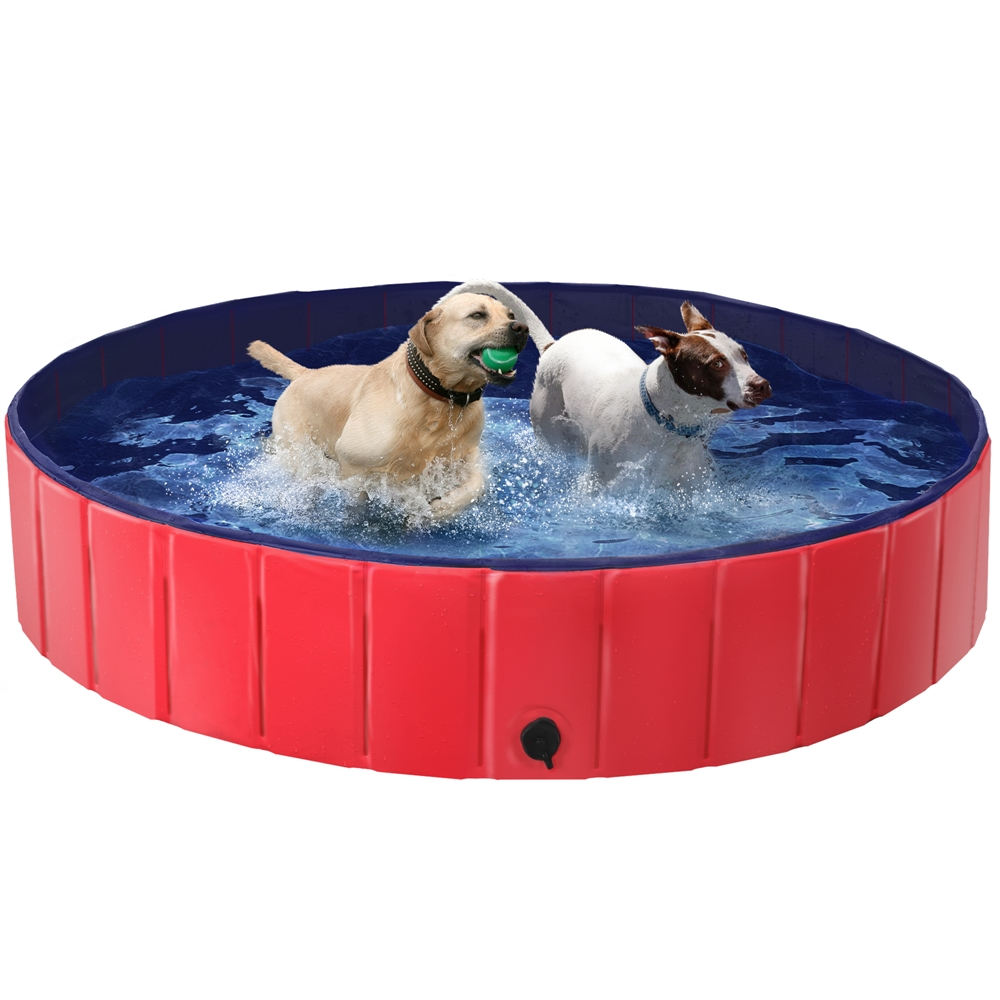 Alden Design Foldable Pet Swimming Pool Wash Tub for Cats and Dogs, Red, X-Large, 55.1" - image 1 of 13