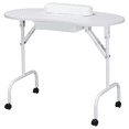 thumbnail image 1 of Alden Design Folding Manicure Table Nail Beautician Desk with Lockable Wheels & Bag, 1 of 10