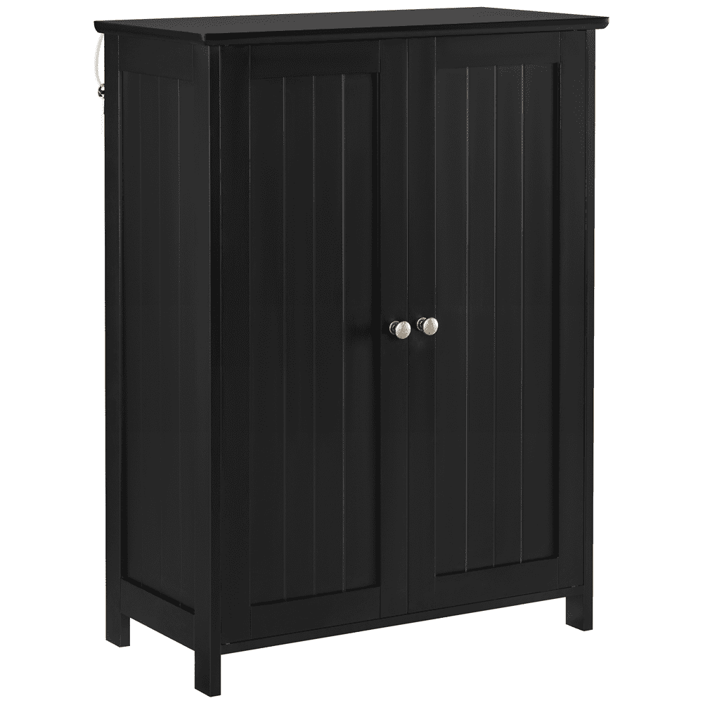 Alden Design Free Standing Floor Cabinet with 2 Adjustable Shelves, Black