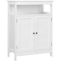 Alden Design Freestanding Storage Cabinet with 2 Doors, Adjustable Shelf and Open Shelf, White